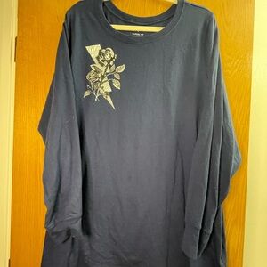 Torrid Classic Fit Plus Size Long Sleeve Graphic Navy Shirt 4x
